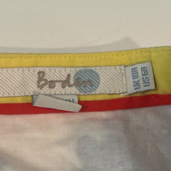Boden Floral A-Line Skirt UK10/US6 Yellow Trim Cotton Blend - Picture 4 of 8